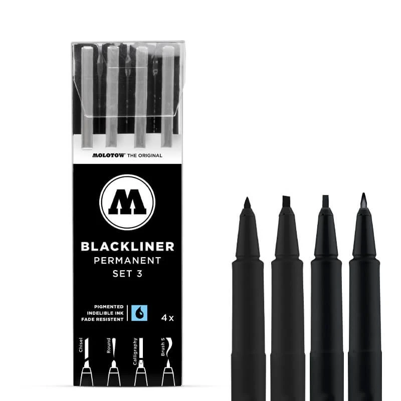 MOLOTOW BLACKLINER ETUI SET 3 4PCS 3 MOLOTOW BLACKLINER ETUI SET 3 4PCS
