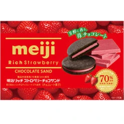 MEIJI RICH STRAWBERRY CHOCOLATE SANDWICH BISCUITS, 6 PIECES 99G